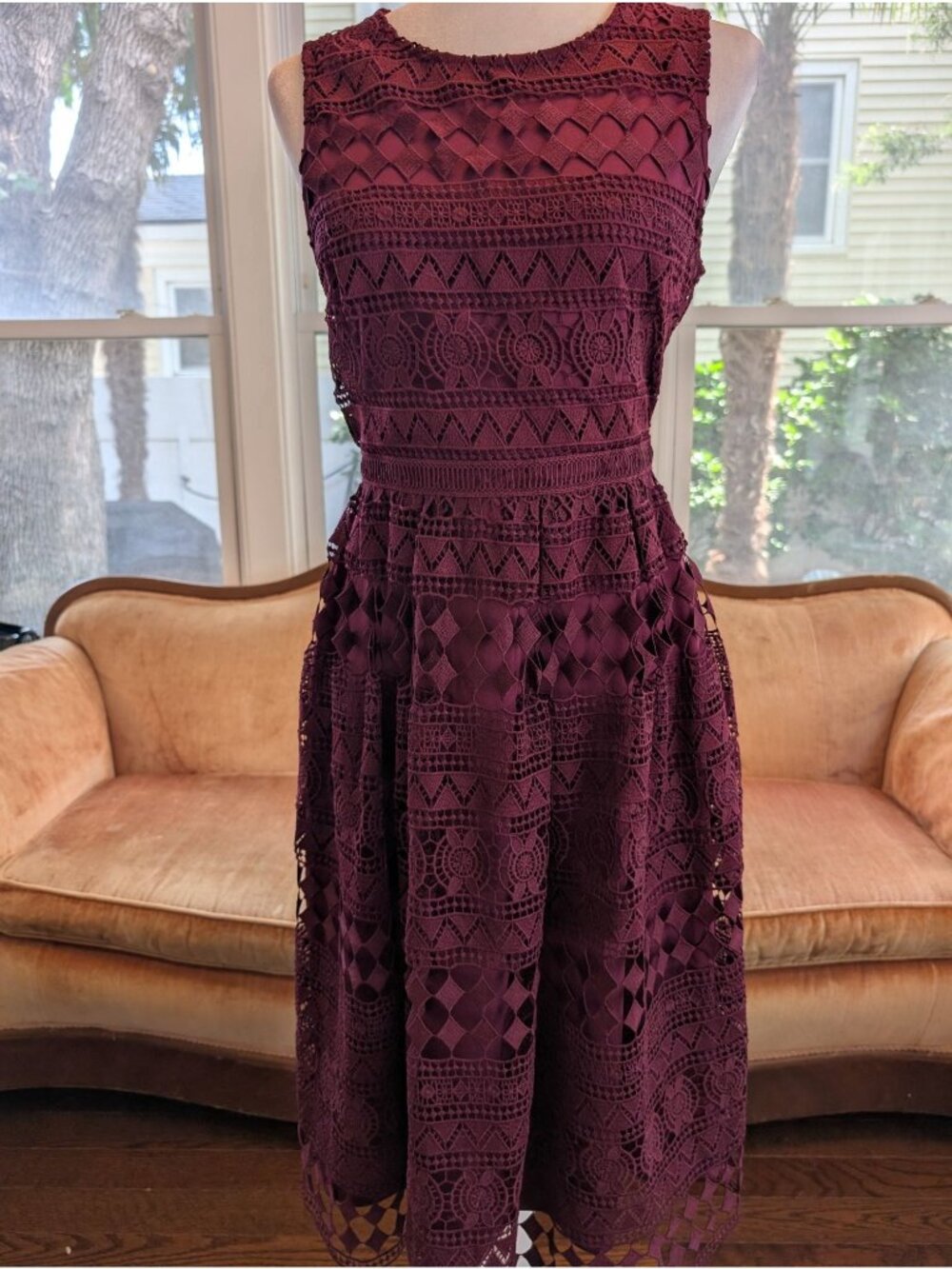 Lulus Madly in Love Plum Purple Lace Sleeveless Midi Dress Size M Night Out